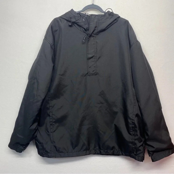 VINTAGE Calvin Klein Windbreaker Jacket Coat Pullover black XXL Hooded Pockets - Picture 1 of 7